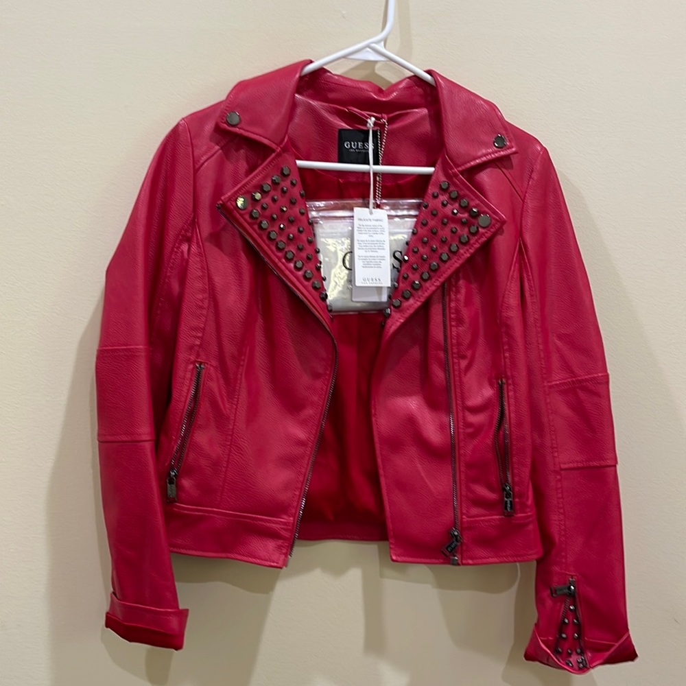 GUESS leather riding jacket with tags XS